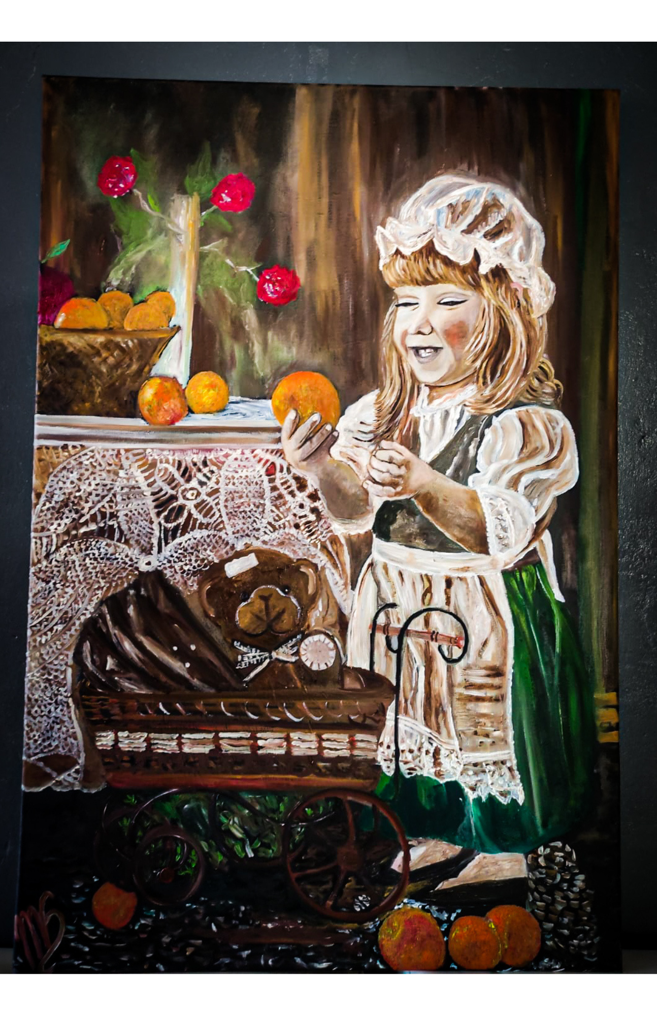 Little girl and orange